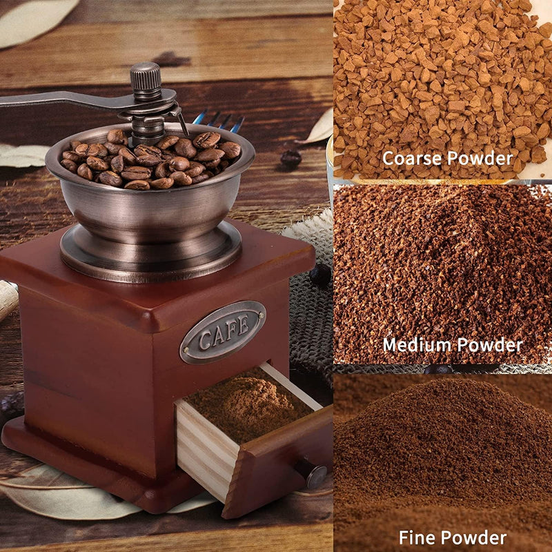 Manual Coffee Grinder, DDSKY Hand Crank Coffee Grinders Vintage Style Hand Coffee Grinder Roller Classic Coffee Mill Hand Crank Coffee Grinders With Brush for Drip Coffee French Press