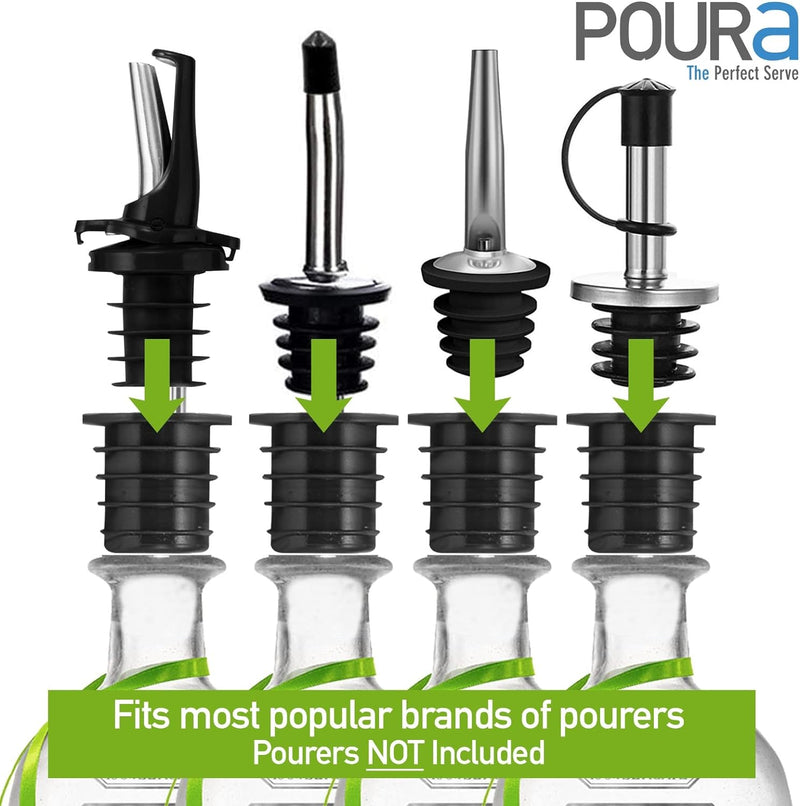 Liquor Pourer Adapters 6 Pk - Adapt Any Liquor or Oil Pourer Spout into a Large Liquor Pourer - Fits Extra Large Bottles up to 1 Inch / 25mm Neck