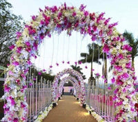 7.5 Ft Metal Arch (Two Way Assemble) for Wedding Garden Bridal Party Decoration Arbor (Black)