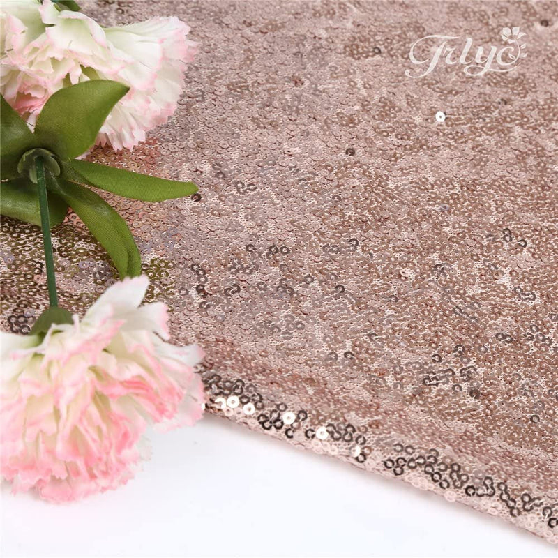 50-Inch Rose Gold Sequin Square Tablecloth