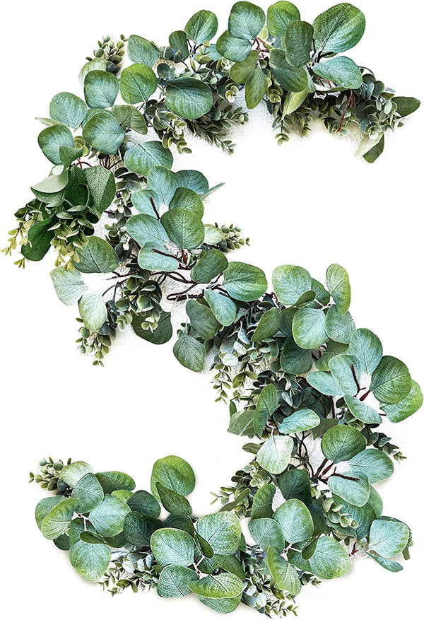Eucalyptus Garland - Artificial Faux Greenery Vine for Wedding Decor Table Runner Mantle