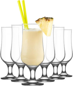 lav Hurricane Glasses Set of 6 - Pina Colada Cocktail Glasses 13 Oz - Great Choice for Tropical Drinks & Beers and Juice - Lead-Free Clear Tulip Drinking Cups Father's Day Gift- Made in Europe