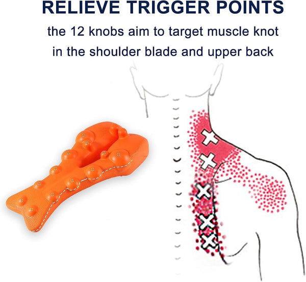 TURQEZRA Trapezius and Neck Massage Tool - GB20 Trigger Point Release for Occipital Neuralgia, Cervicogenic Headache - Muscle Knot Relief in Shoulder Blades, Upper Back