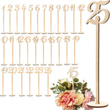 Wooden Table Numbers - Extra Thick Natural Color Table Numbers for Wedding Reception, 1-25, 13.5 Inches Tall Wedding Table Number Set with Holder Base, Table Top Signs for Events, Catering