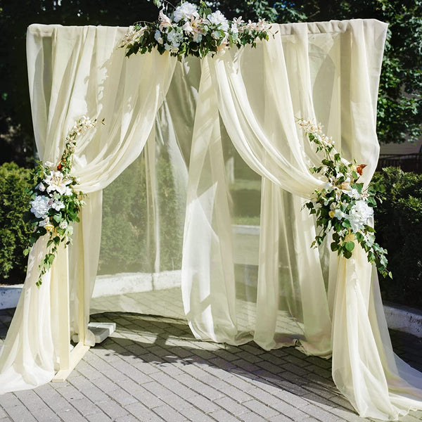 Ivory Sheer Wedding Arch Drape - 18Ft Chiffon Fabric Backdrop Panel