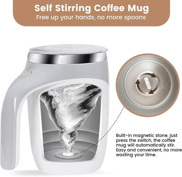 BTRICL Self Stirring Coffee Mug, Electric Self Mixing Mug Automatic Magnetic Coffee Cup, Rechargeable 380ML Stainless Steel Mug for Coffee Milk Cocoa Tea Hot Chocolate