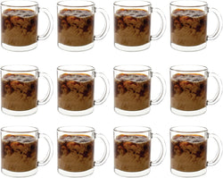 Vikko Glass Coffee Mug, 10.75 Ounce Clear Glass Coffee Mugs, Glass Mug Set of 4, Microwave and Dishwasher Safe