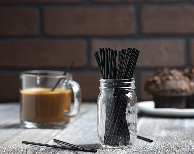 Prestee Plastic Coffee Stirrers, 2000ct, 5.5" - Plastic Coffee Straws, Drinks and Coffee Stir Sticks, Cocktail Swizzle Sticks, Disposable Stir Sticks, Drinking Straws for Coffee & Cocktails (Black)