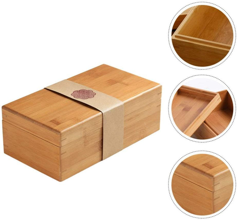 Cabilock 1pc Box Tea Box Wooden Box Organizer Tea Storage Chests Keepsake Treasure Chest Jewelry Gift Handmade Gifts Bamboo Tea Holder Bamboo (Without Uchimura) Treasure Box Vintage