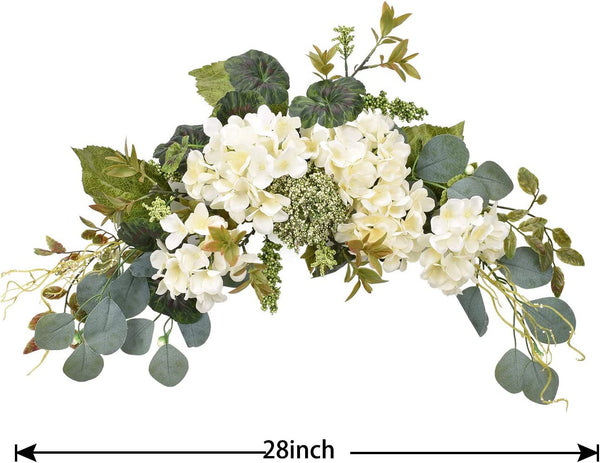 Artificial Hydrangea Flower Swag - 28 Inch White Decor for Home Events and Parties