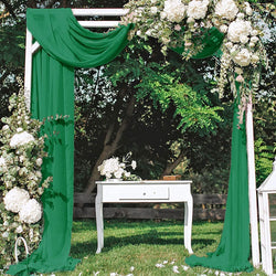 Green Chiffon Draping Fabric for Wedding Arch Decoration - 2 Panels 6 Yards Hunter Green
