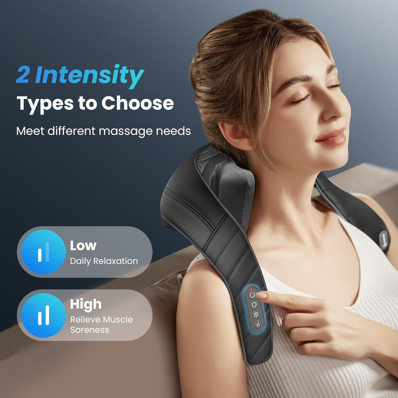 COMFIER Shiatsu Neck and Shoulder Massager, 4D Deep Kneading Cordless Neck and Back Massager with Heat, Electric Rechargeable Massage Pillow for Neck Shoulder Back Leg-Home Office and Car use