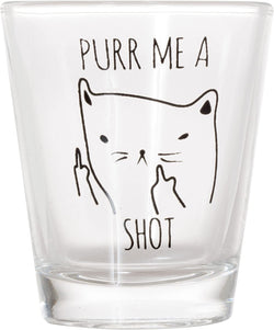 Artisan Owl Purr Me a Shot - Funny Cat Gifts, Cat Shot Glass, Funny Middle Finger Cat Shotglass (1)