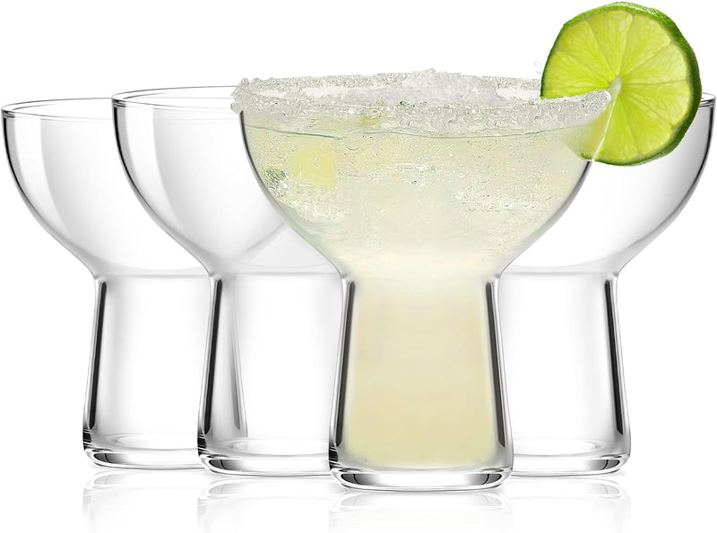 LEYU Stemless Margarita Glasses Set of 4, 11oz Margarita Glass for Frozen Cocktail, Mixed Drinks, Martini, Lead-Free Wine Glasses Set, Hand-Blown Glass Cups-Clear