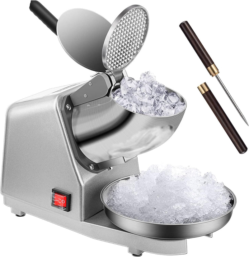 VIVOHOME Electric Ice Shaver Snow Cone Maker Machine Silver 143lbs/hr with Ice Pick for Home and Commercial Use
