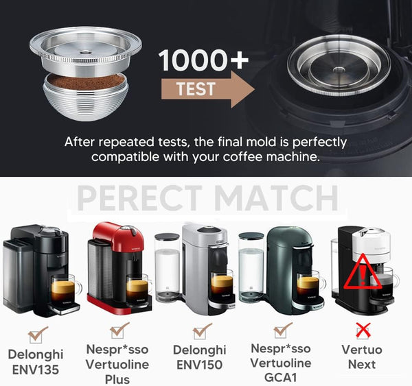 Stainless Steel Refillable Coffee Pods Compatible for Nespresso VertuoPlus,Stainless Steel Reusable Coffee Capsules Pods (2.4 oz)