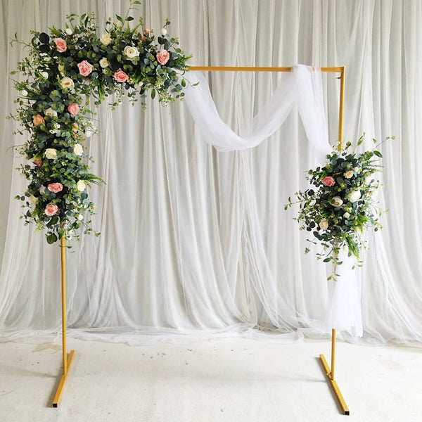 XL Gold Square Wedding Arch for Ceremony  Party - Iron Arch Backdrop Stand with Garden Balloon Display