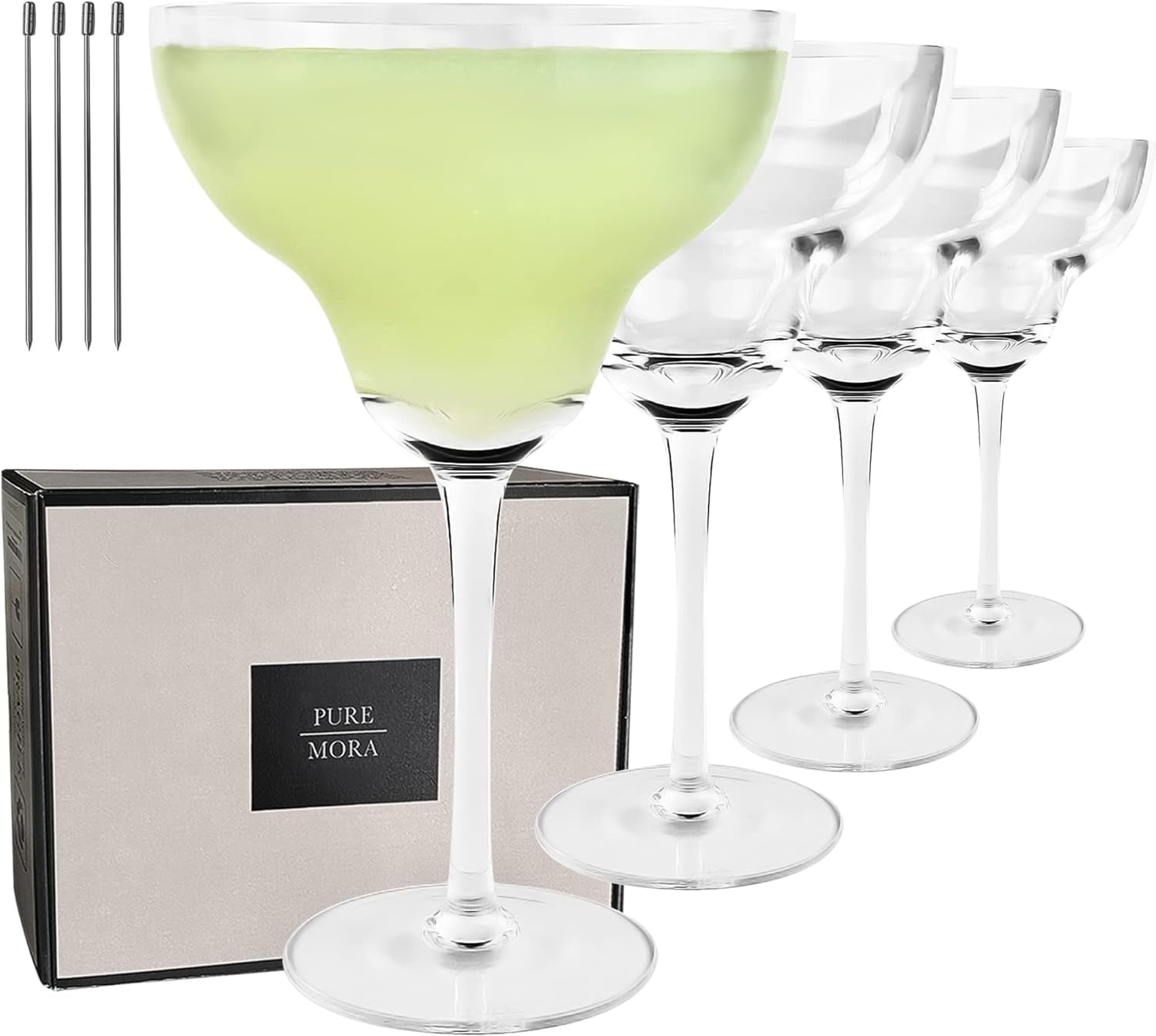 RorAem Coupe Glass Martini Glasses Set of 4 - Hand