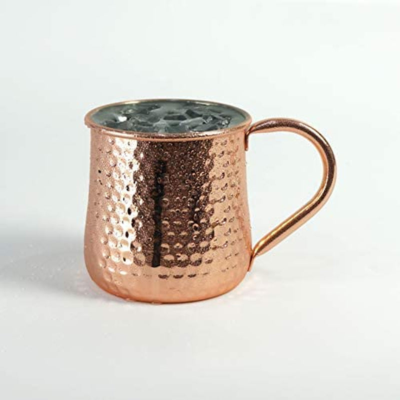 PG Copper/Rose Gold Plated Stainless Steel Moscow Mule Mug - Bar Gift Set 4 - Factory Direct (19.5 oz) - Authentic Modern Design - Dimple Finish Hollow Handle!