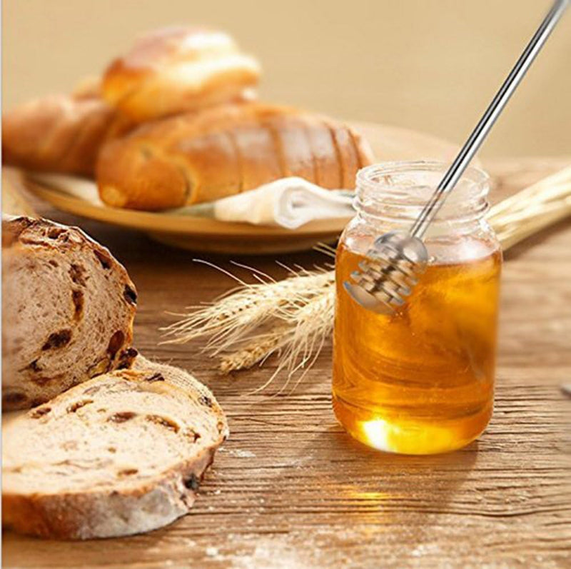 Honey and Syrup Dipper Stick Server Honey Spoon 304 Stainless Steel Wand for Honey Pot Jar Containers-6.3 Inch