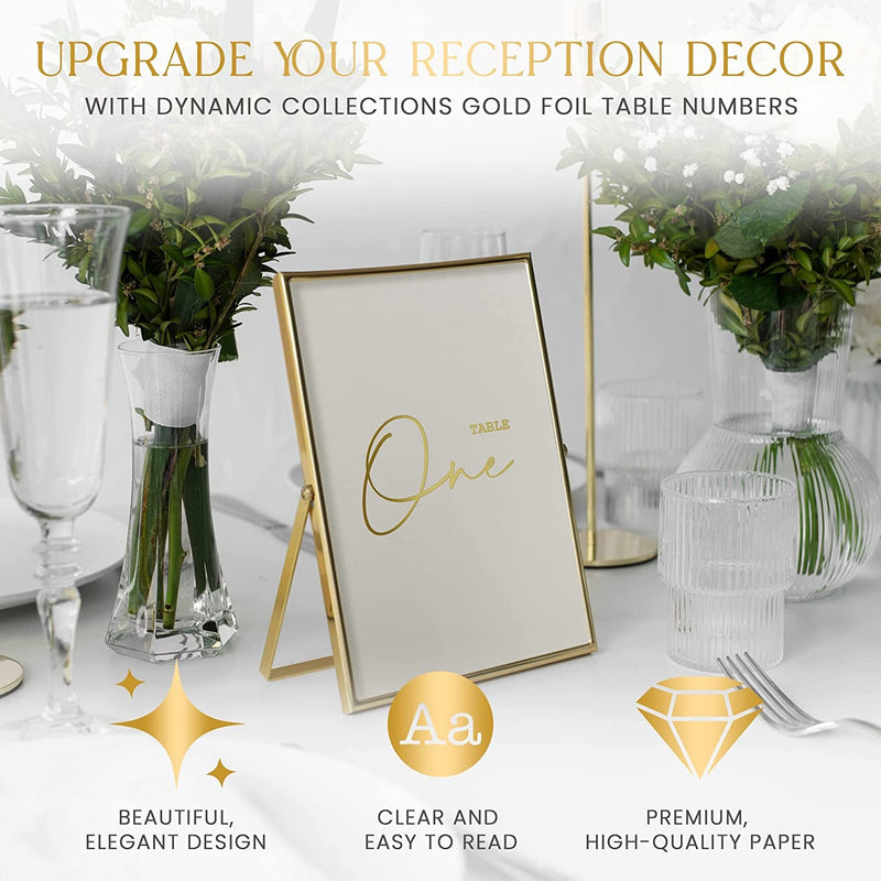 Wedding Table Numbers - Gold Table Numbers for Wedding Reception with Double Sided Table Number Cards 1-30 + Head Table & Gift Table Card, Luxury Gold Foil, 400 GSM, 4X6 Inches