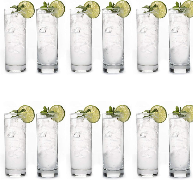 LEMONSODA Premium Highball Glass Set - Elegant Tom Collins Glasses Set of 6 - 12oz Tall Drinking Water Glasses - Bar Glassware for Mojito, Whiskey, Cocktail