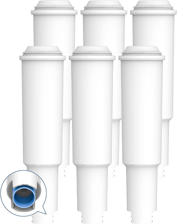 AQUACREST TÜV SÜD Certified Coffee Machine Water Filter, Replacement for Jura® Clearyl White, 64553, 7520, 60209, 68739, 62911 - Including Various Models of Nespresso®, Impressa®, 6 Pack