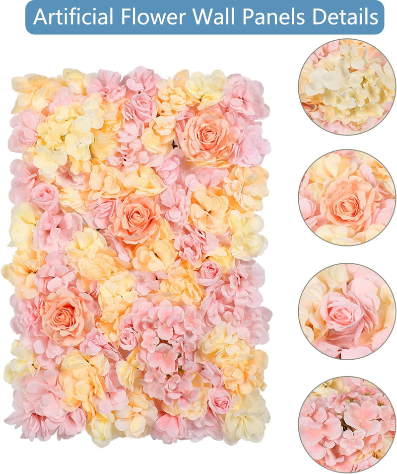 Silk Flower Backdrop Panels - 2 Pack 16x24 Champagne Pink Wedding Party Home Decor