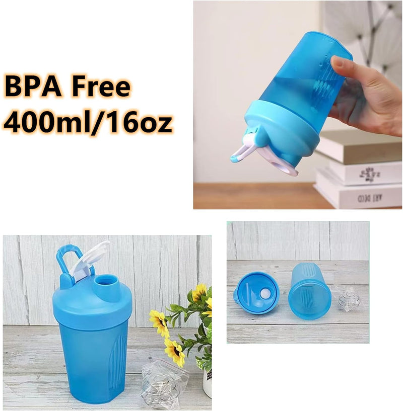 Protein Shaker Bottle Blender for Shake and Pre Work Out, Best Shaker Cup (BPA free) w. Classic Loop Top & Whisk Ball, Kitchen Water Bottle (16OZ-400ML, Black Top/Black Body)