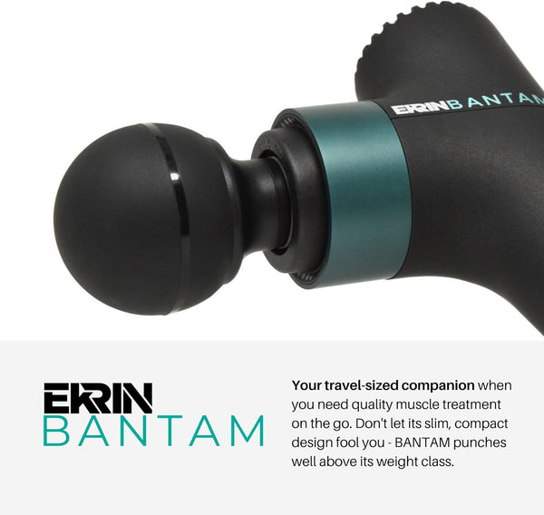 Ekrin Athletics Bantam Mini Massage Gun - Compact Deep Tissue Muscle Massager with Adjustable Speeds & Attachments - Long Battery Life, Lightweight, Travel Friendly - On-The-Go Wellness & Recovery