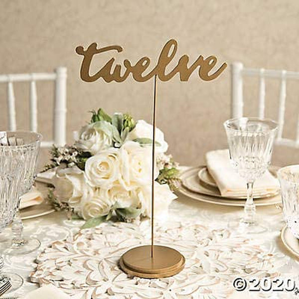 Gold Table Numbers (Wooden Numbers 1 through 12) Wedding and Party Decorations