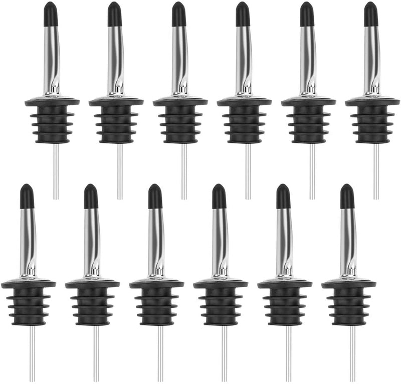 12PCS Liquor Bottle Pourers, Premium Liquor Pourers, Stainless Steel Olive Oil Spout, Speed Pour Spouts for Liquor Bottles, Bottle Pourers for Alcohol, with Sealed Dust Caps