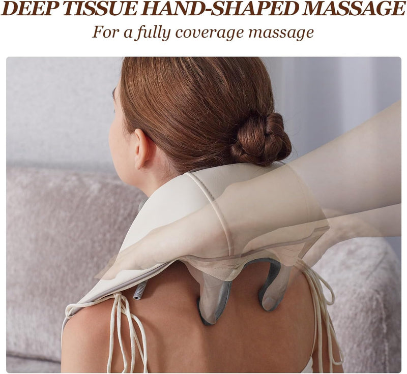 Neck Massager with Heat, Electric Deep Tissue 6D Kneading Massage, Cordless Shiatsu Neck and Back Massage Pillow for Neck, Shoulder and Leg Relaxtion, Gifts for Men Women