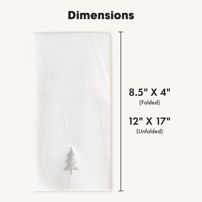 By Madee: 50 Pack Christmas Napkins Disposable | Disposable Hand Towels for Bathroom | Linen Like Elegant Holiday Napkins for Unforgettable Celebrations (Silver)