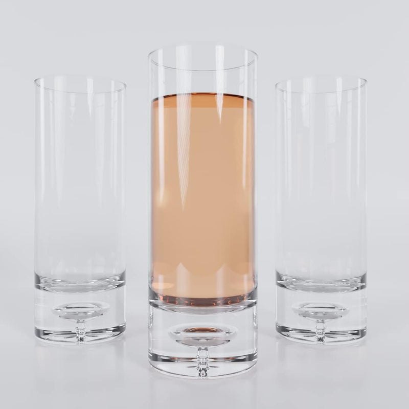 LEMONSODA Premium Crystal Bubble Base Highball Collins Glasses - Set of 4-12OZ - Fully Sealed Heavy Bottom Bubble Base - Great for Water, Juice, Beer, Cocktails, and More