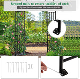 LDAILY  Garden Arbor,Trellis Arch, 7.2Ft Outdoor Steel Arbor with Stakes, Metal Archway for Climbing Plants, Wide Sturdy Durable Garden Arch for Lawn, Party, Ceremony Wedding Decoration, Black