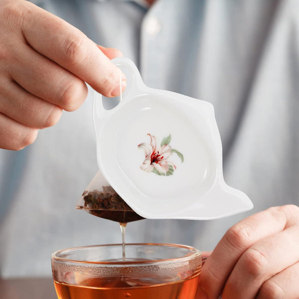 Luxshiny 2pcs Tea Bag Saucer Ketchup Saucer Decorative Tea Bag Coaster Tea Bag Organizer Drawer Teabag Holder Dish White Decorative Trays Tea Bag Rests Condiment Travel Scented Tea Ceramics