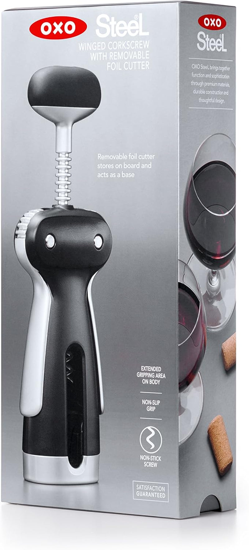 OXO SteeL Winged Corkscrew with Removable Foil Cutter, INOXO.3113400ML