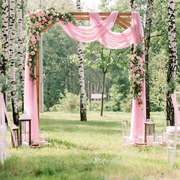 WeddingBaby Shower Decor Set - Pink Chiffon Drapes 3 Panels 6 Yards