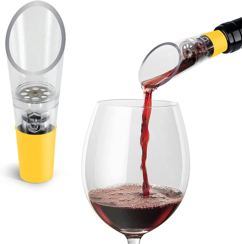 TenTen Labs Wine Aerator Pourer (2-pack) - Premium Aerating Spout and Decanter Set - No Drip and No Spill - Improve Taste and Smell Immediately - Gift Box Included - Black