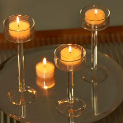 Willceka Tealight Candle Holders Glass Candle Holders Clear Wedding Hurricane Elegant Ideal for Dining Party Home Decor Parties Table Settings Gifts