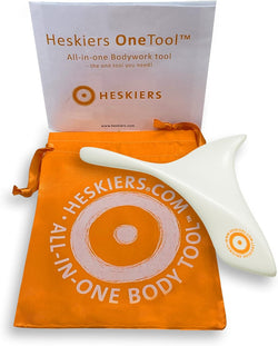 Heskiers OneTool - All-in-One Self Massager, Ergonomic Massage Tool for Fascia Release and Recovery, Personal Massager, Hand Held Massager for Sore Muscles, Helps Ease Physical Tension, White