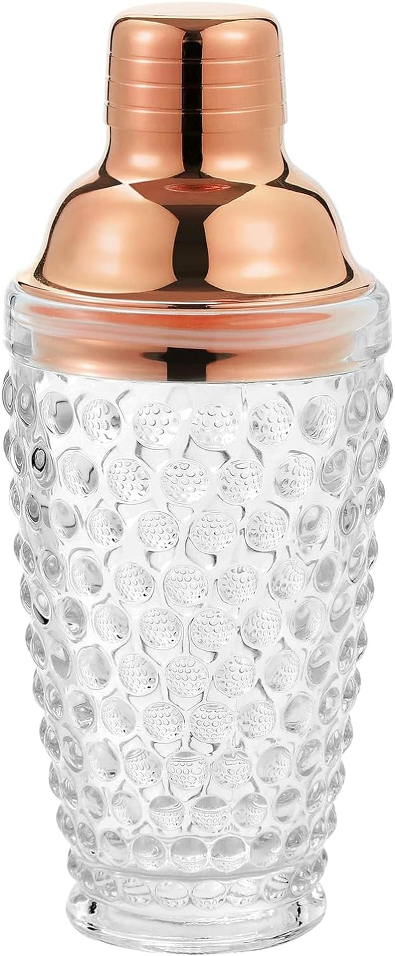1500° C TABLETOP Hobnail Cocktail Shaker Glass, Martini Shaker, Glass Cocktail Shaker with Strainer, 13.0 oz, Ideal Gift for Women, Beginners and Bartenders(Gold)