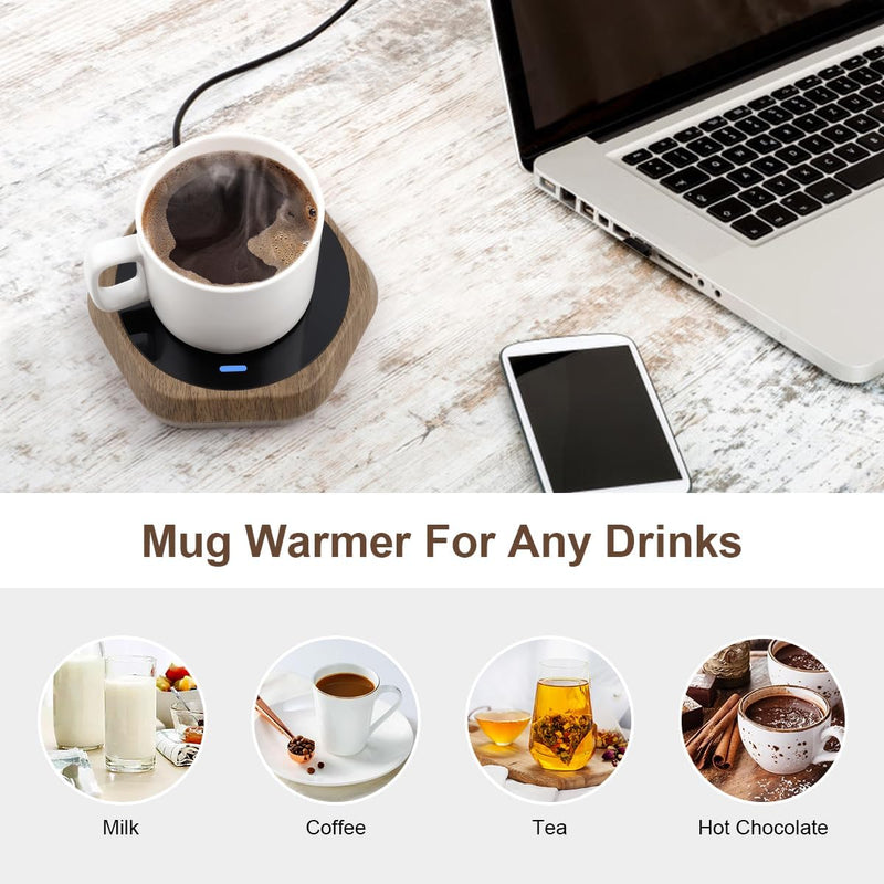 Coffee Mug Warmer with Auto Shut Off Gravity-Induction Electric Smart Cup Warmer for Desk, Waterproof Beverage Plate for Heating Tea,Milk,Drink,Hot Chocolate,Candle Wax