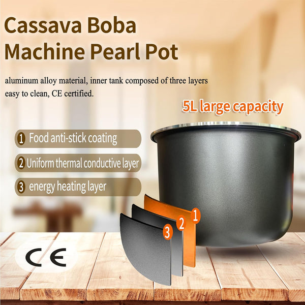 JJFFTAO,Boba cooker,commercial homefully automaticTapioca Boba Maker, Used for cooking sago,Boba Tea,pearl milk tea,Non-Stick Pearl Maker,Boba Pearl Maker,Boba Bubble Tea Cooker,5L touch screen 110V