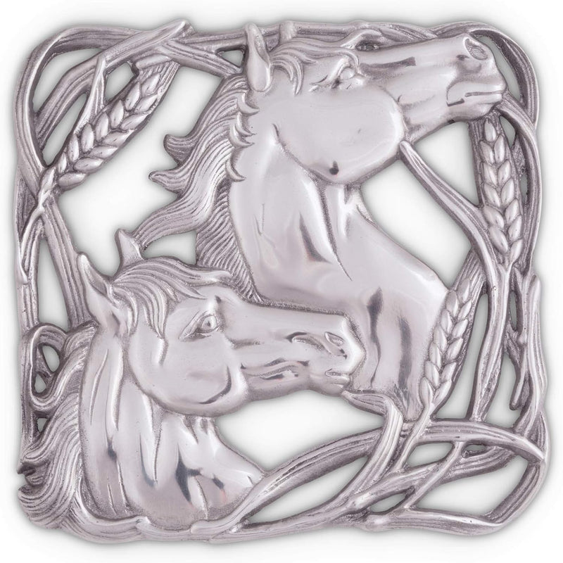 Arthur Court Designs Aluminum Horse with Wheat Trivet Hot Pans Pots Dishes or Teapot 8 inch Diameter