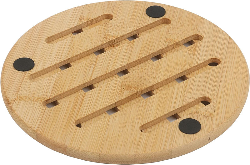 Bamboo Trivet Kitchen Natural Bamboo Trivet Mat Set Heat Resistant Pads Bamboo Hot Pads Trivet Non-Slip Pads Square and Round for Hot Dishes/Pot/Bowl/Teapot/Pans(2Small Round+2 Round+2Square+1Rack)