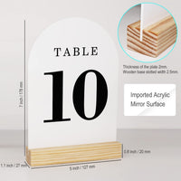 ORGANTEAM Acrylic Sign Blank Sheet with Wooden Stands Holders Wedding Table Numbers, 10 Pack DIY 5X7 Blank White Arch Signs for Wedding Reception, Centerpiece, Decoration, Party ,Anniversary, Event