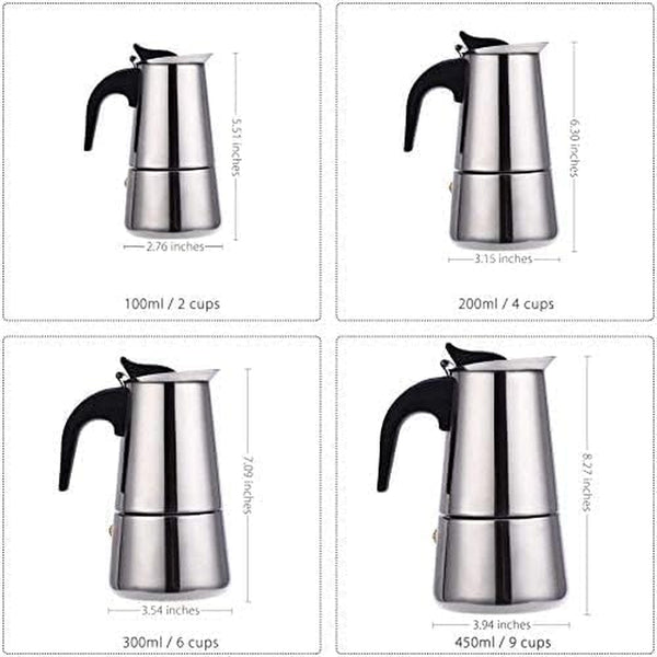 kkhouse Stainless Steel Coffee Pot Mocha Espresso Latte Percolator Stove Coffee Maker Pot Percolator Drink Tool Cafetiere Latte Stovetop (200ml)