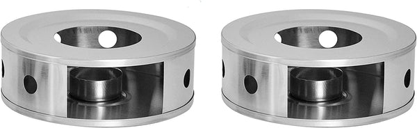 NewlineNY Stainless Steel Coffee Tea Warmers, Dual 6 Inches Circular Herb Tea Light Food Warmer Set (Candle not Included)